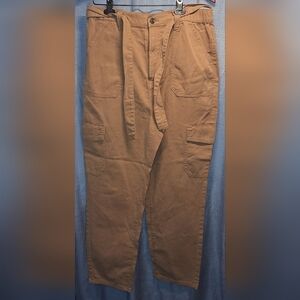 a.n.a Women's Red Brown Cargo Pants with Tie Belt 14